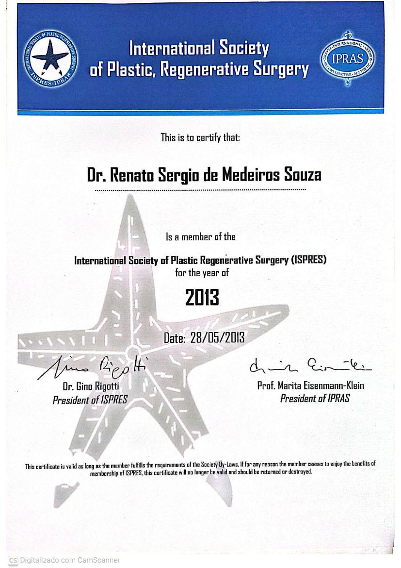 Membro — International Society of Plastic Regenerative Surgery (ISPRES / IPRAS), 2018