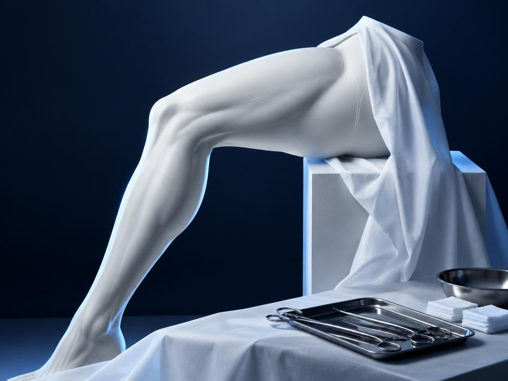 Escultura anatômica de perna em composição clínica, imagem ilustrativa