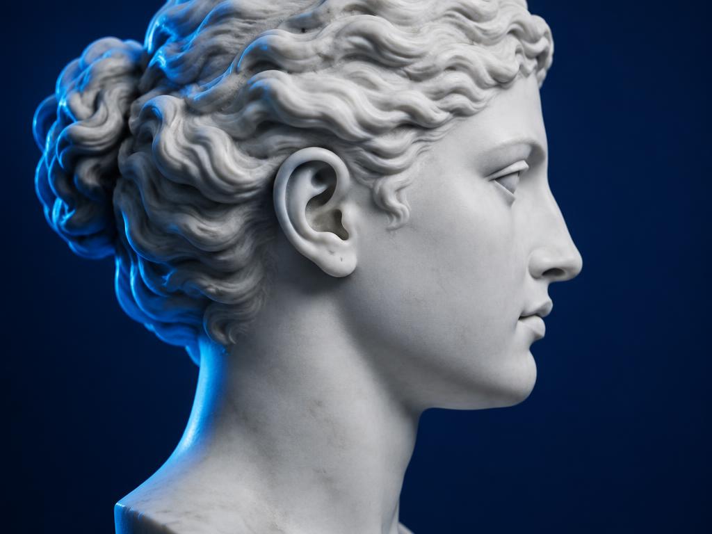 Escultura clássica de perfil destacando a anatomia da orelha, imagem ilustrativa